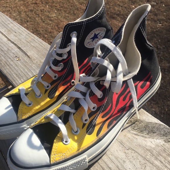 Converse Other - RARE Black Flame Hi-Top Converse LIKE NEW